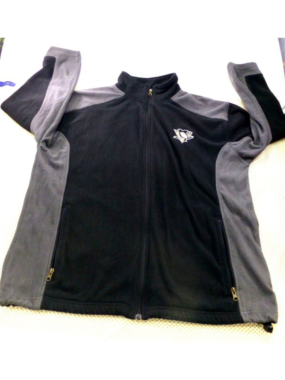 Pittsburgh Penguins NHL Full-Zip Fleece Jacket Black & Gray L Official Licensed‎
